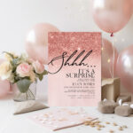 rose gold surprise party invite