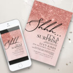 rose gold surprise party invite