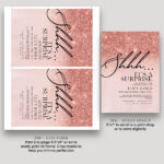 rose gold surprise party invite