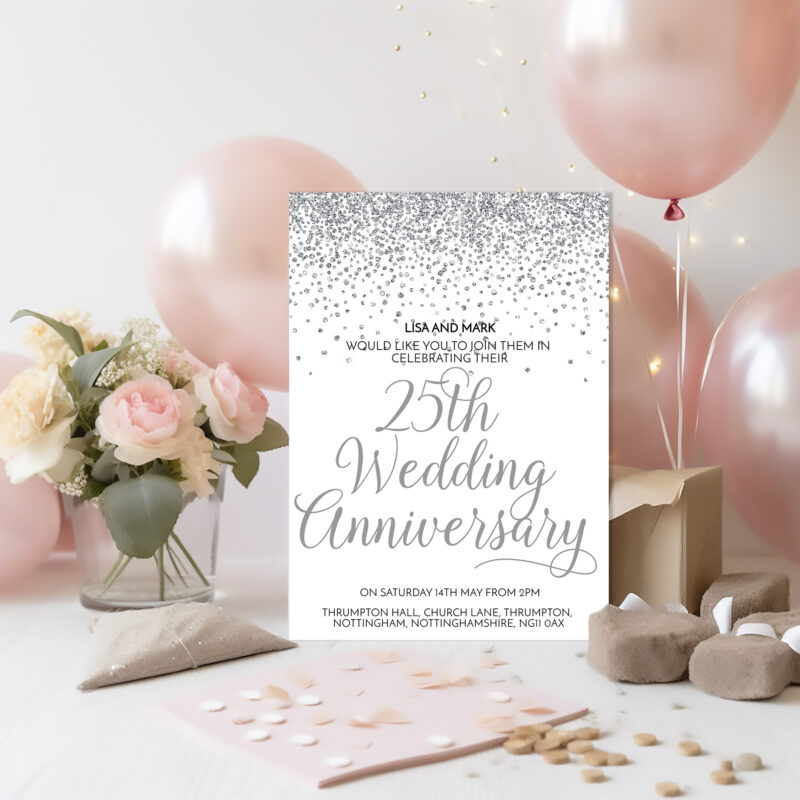 25th silver wedding anniversary invitation