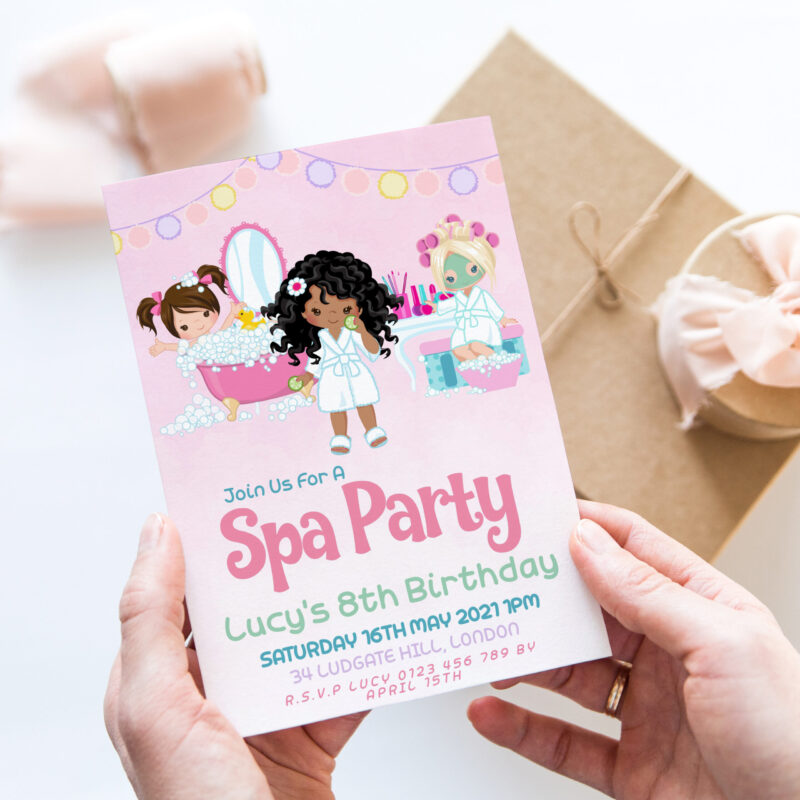 Children's Spa Party Birthday Invitation