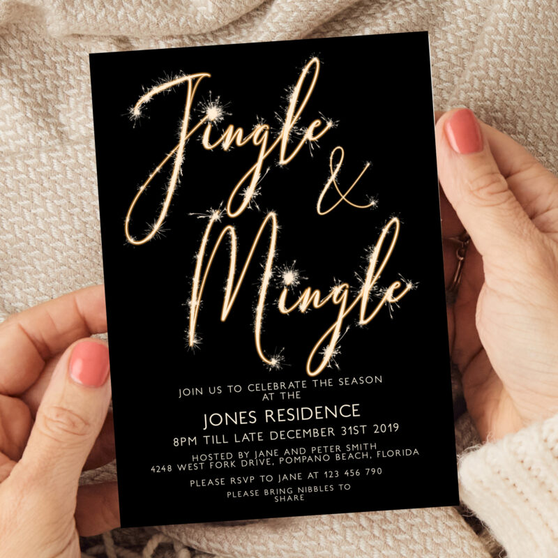 sparkler jingle mingle christmas invitation