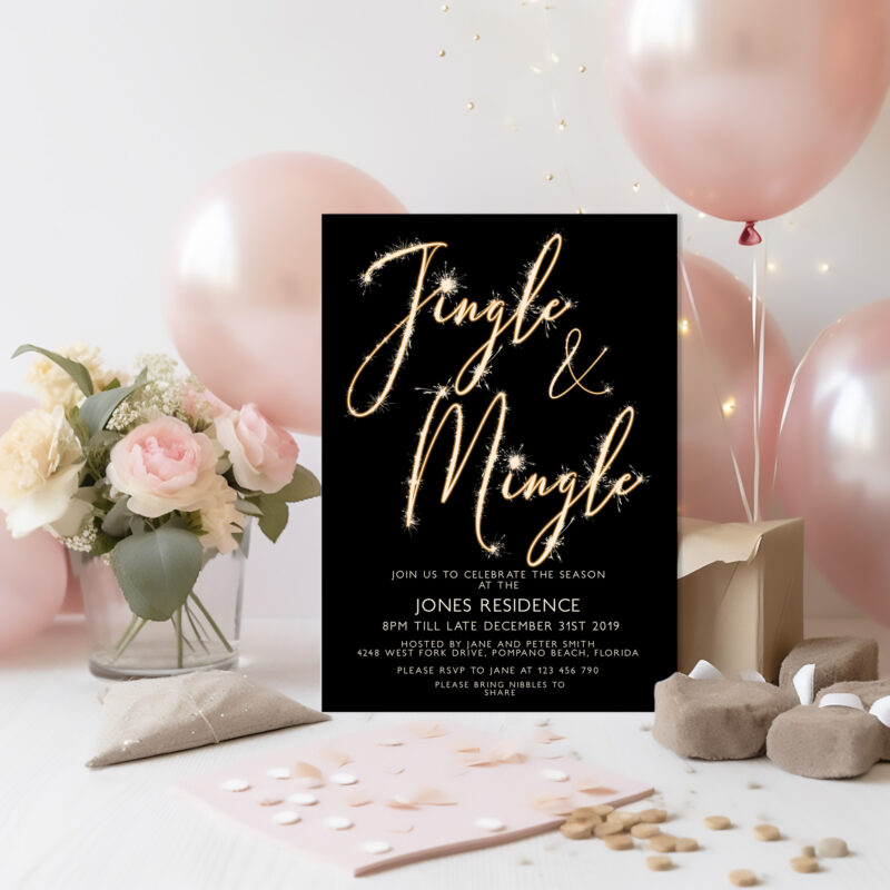 sparkler jingle mingle christmas invitation