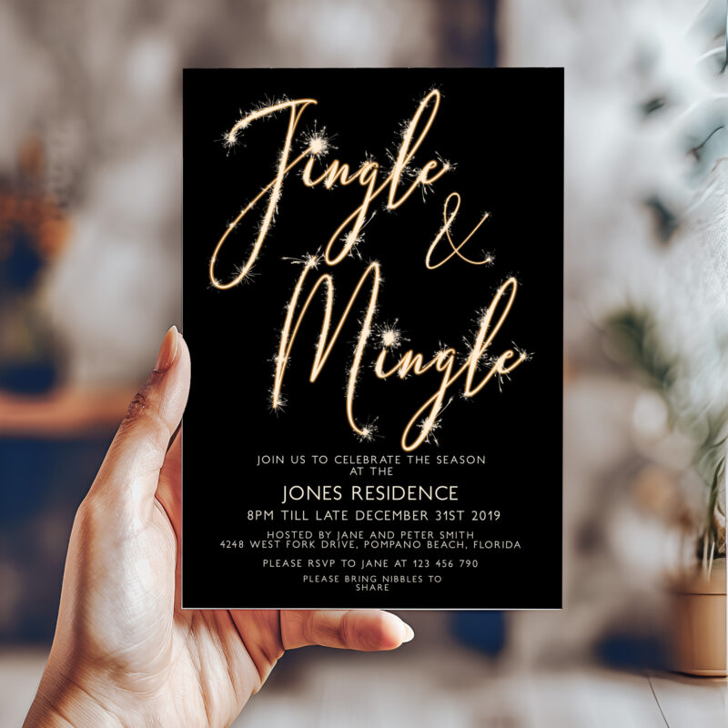 sparkler jingle mingle christmas invitation