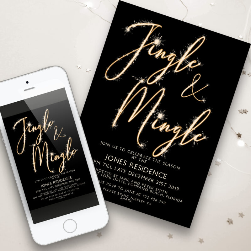 sparkler jingle mingle christmas invitation