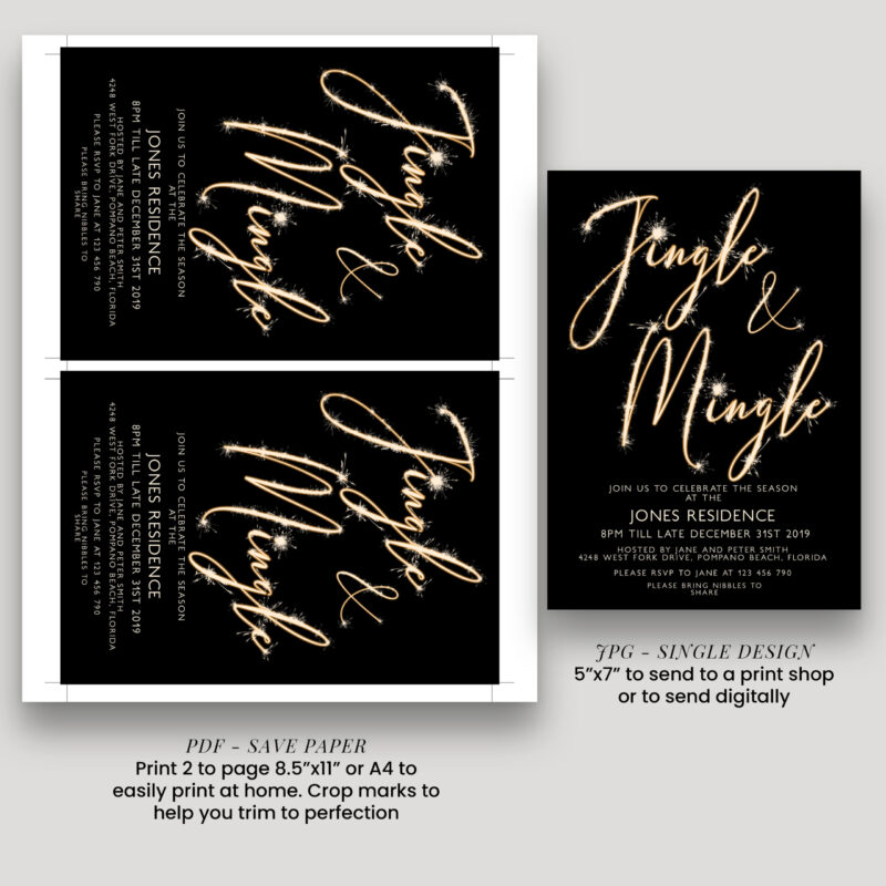 sparkler jingle mingle christmas invitation