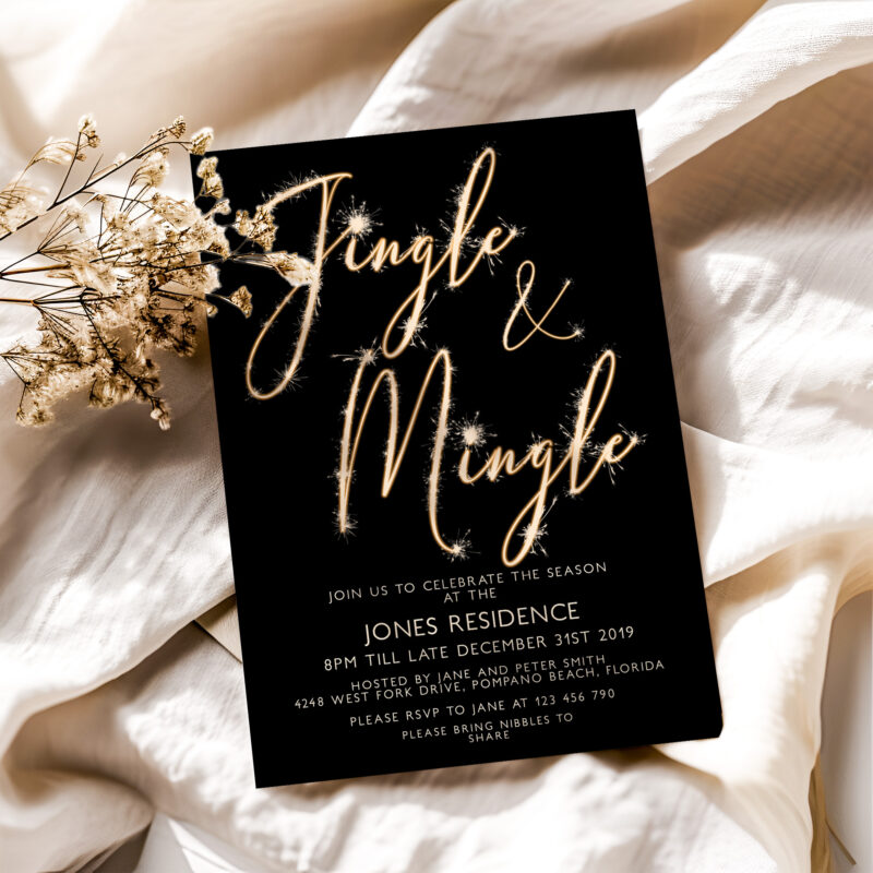 sparkler jingle mingle christmas invitation