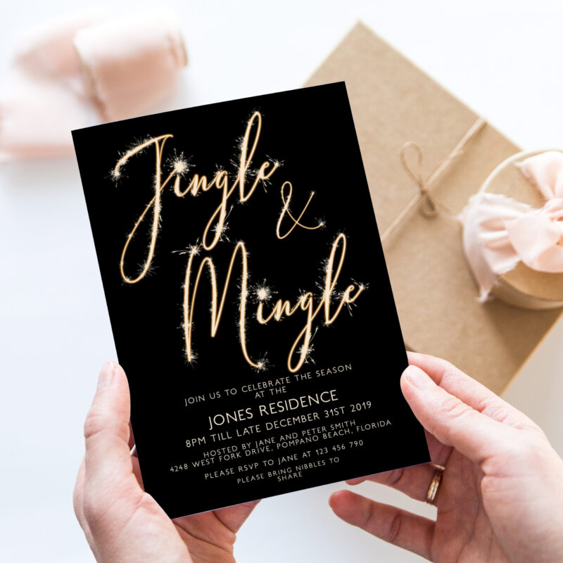 sparkler jingle mingle christmas invitation