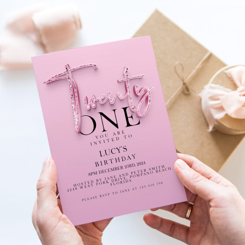 21st pink Birthday Invitation