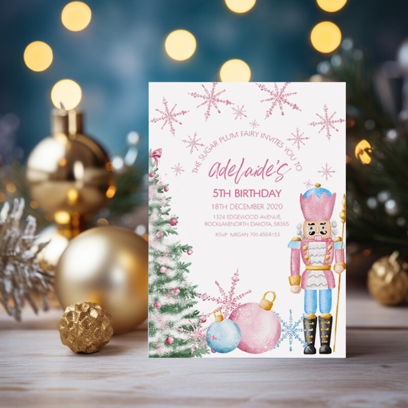 Pink Nutcracker Birthday Invitation 2