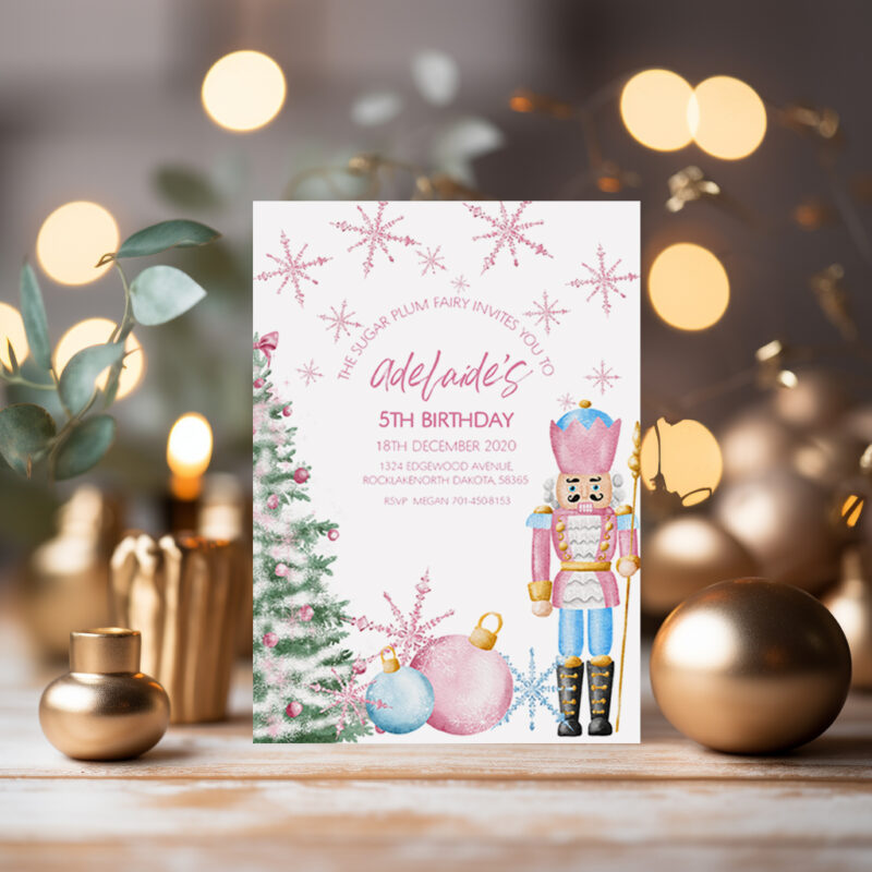 Pink Nutcracker Birthday Invitation 3