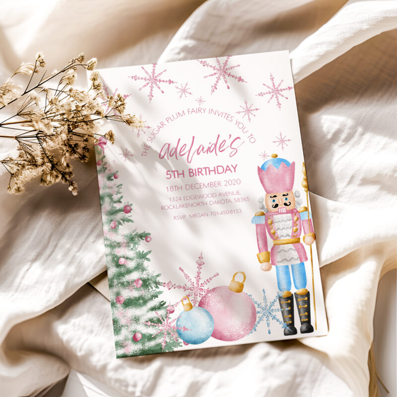 Pink Nutcracker Birthday Invitation 4