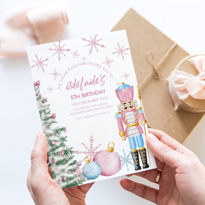 Pink Nutcracker Birthday Invitation 5