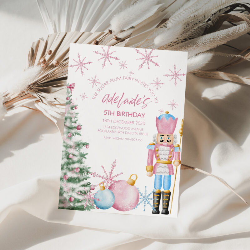 Pink Nutcracker Birthday Invitation 7