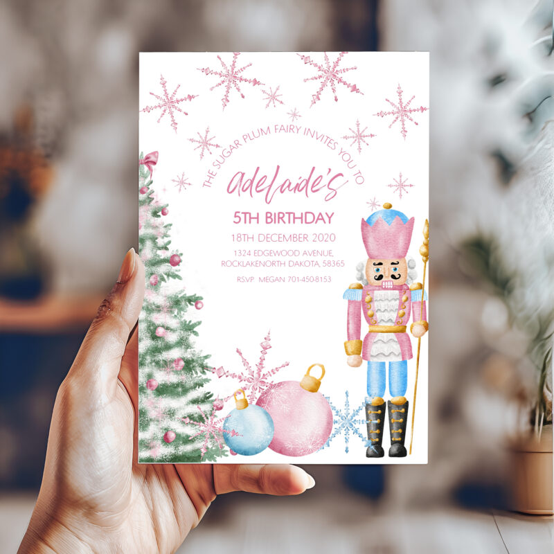 Pink Nutcracker Birthday Invitation 8