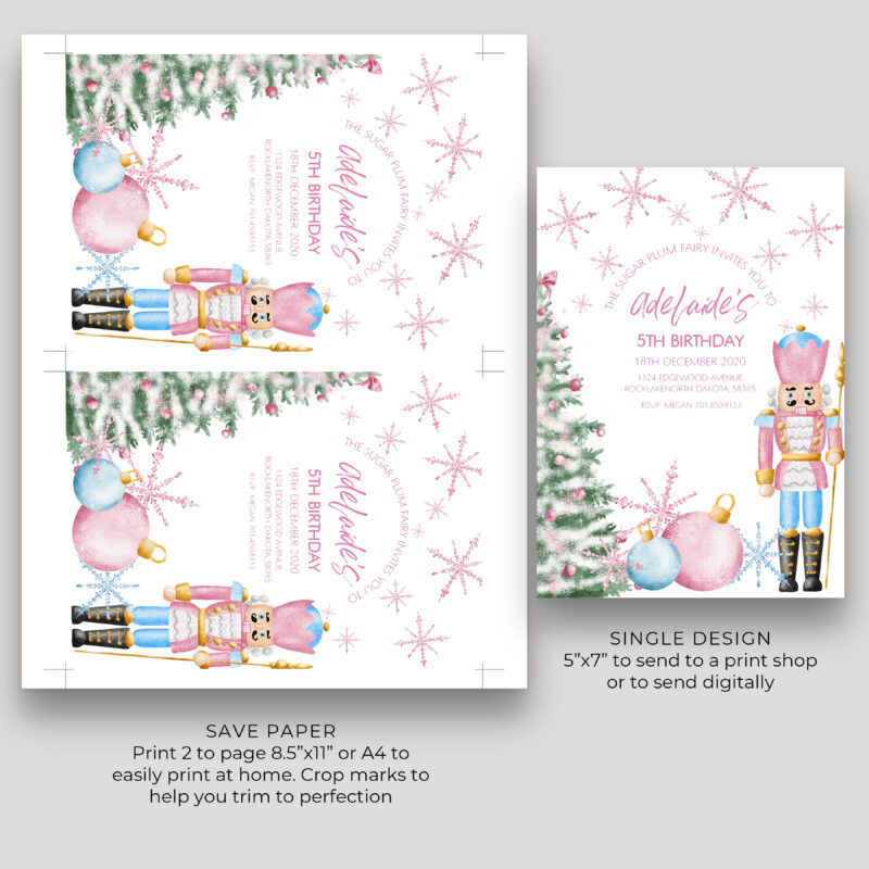 Pink Nutcracker Birthday Invitation 9