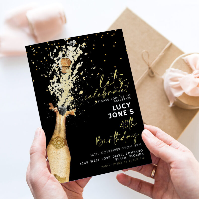 Champagne Birthday Invitation Birthday Invitations Champagne Birthday Invitation Birthday Invitations