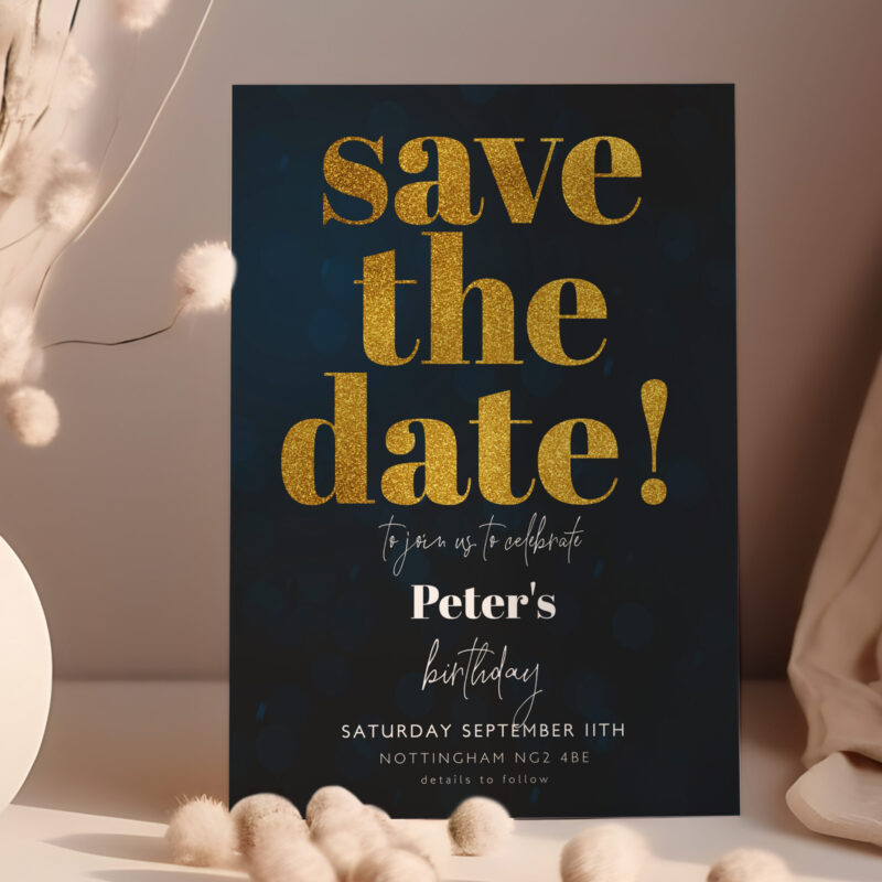 Gold Glitter Save the Date Invitation Glitter Invites