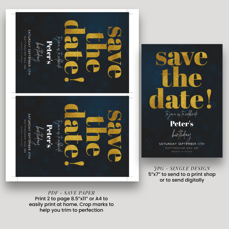 gold save the date 84