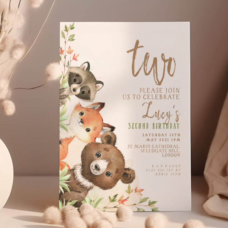 Woodland Birthday Invitation Children's Birthday Invitations