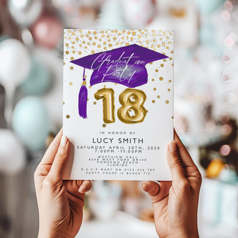 graduation 18 purple 18