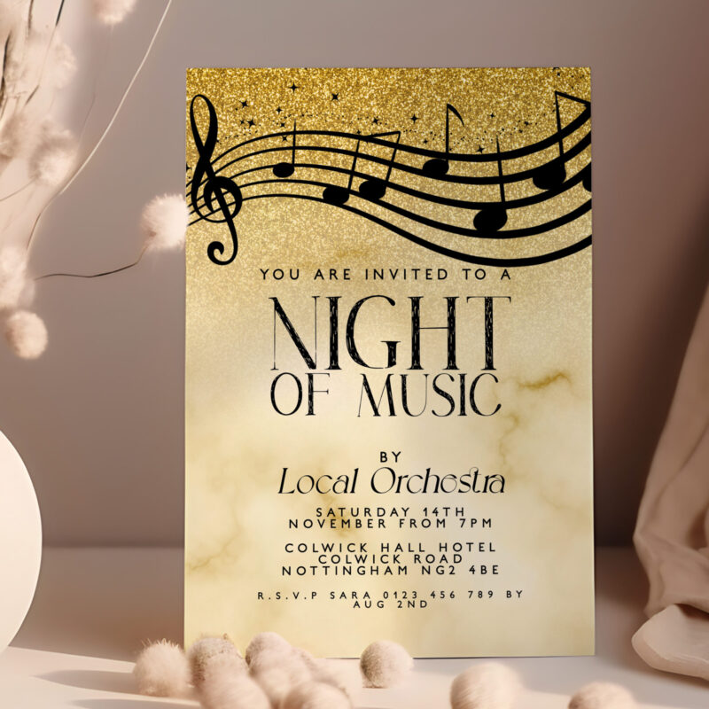 Gold Music Night Invitation – Editable & Instant Download Other Invitations Gold Music Night Invitation – Editable & Instant Download Other Invitations