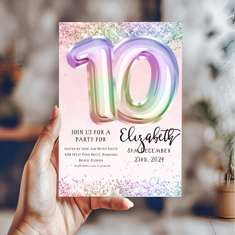 pastel rainbow invite 123