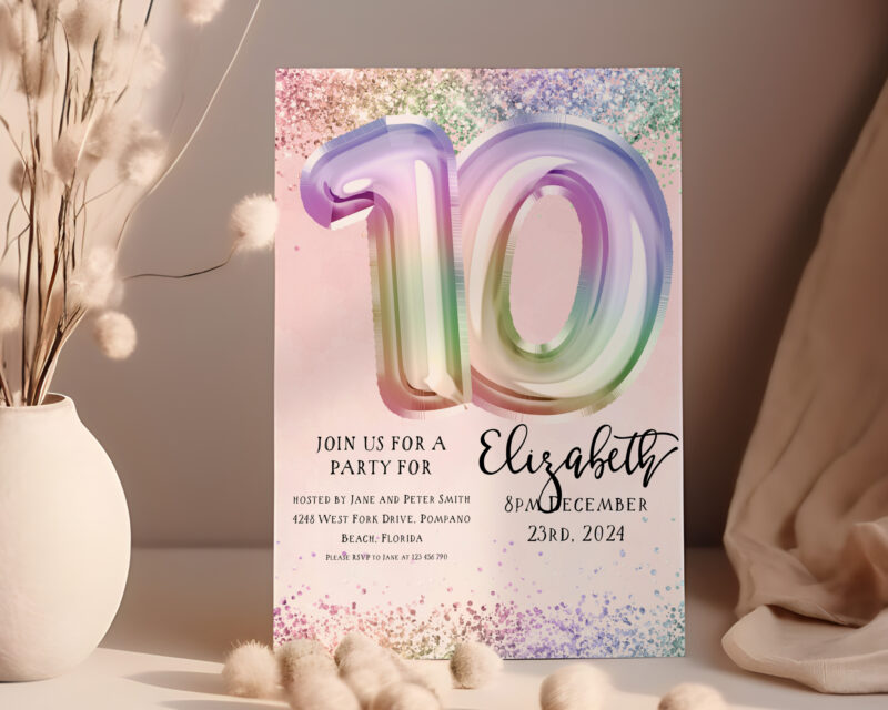 pastel rainbow invite 150