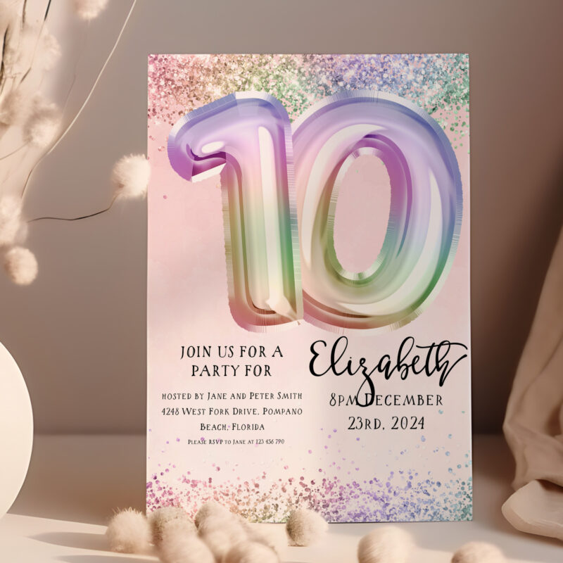 pastel rainbow invite 150