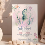 sea horse baby shower pink L 156