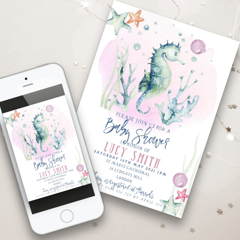sea horse baby shower pink L 210