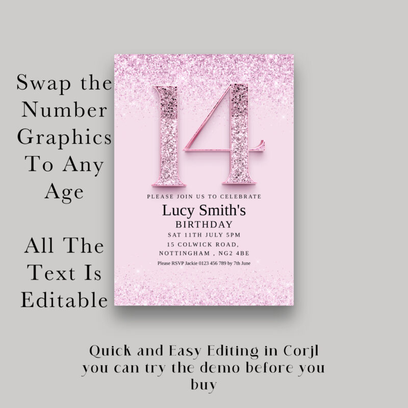 14th birthday invitation 1