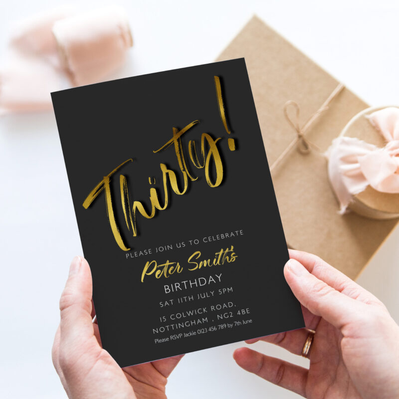 Black & Gold 30th Birthday Invitation – Editable & Printable Birthday Invitations Black & Gold 30th Birthday Invitation – Editable & Printable Birthday Invitations