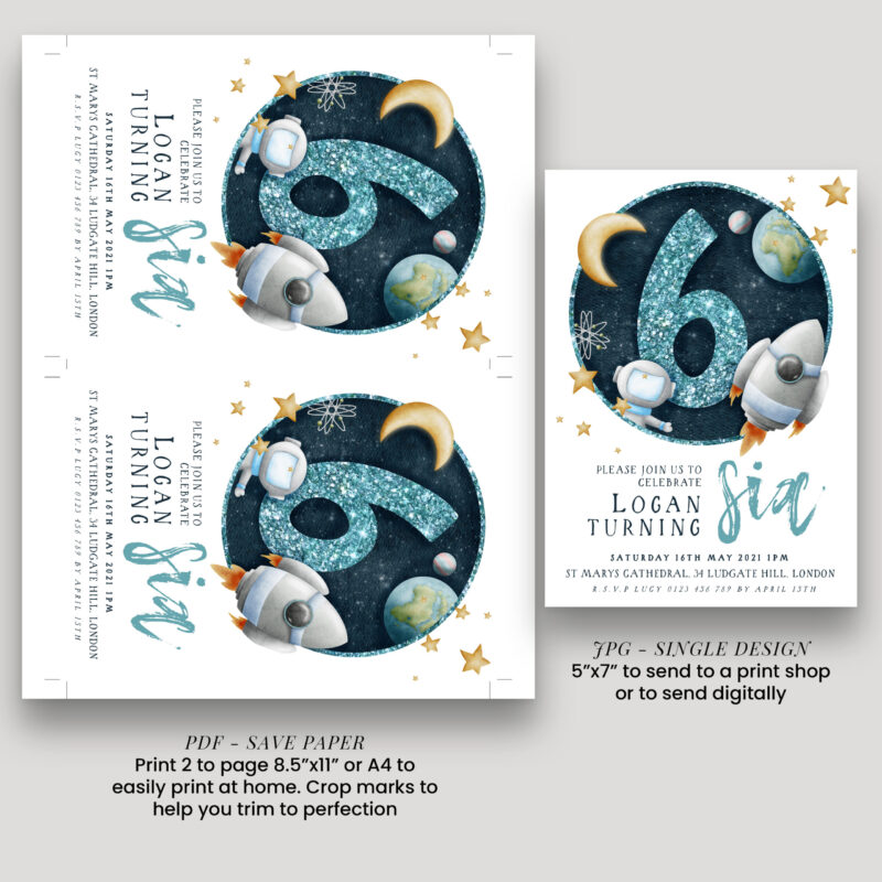 6th blue space birthday invite 4