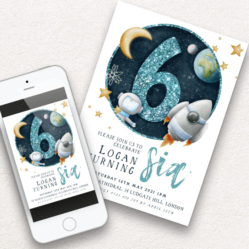 6th blue space birthday invite 5