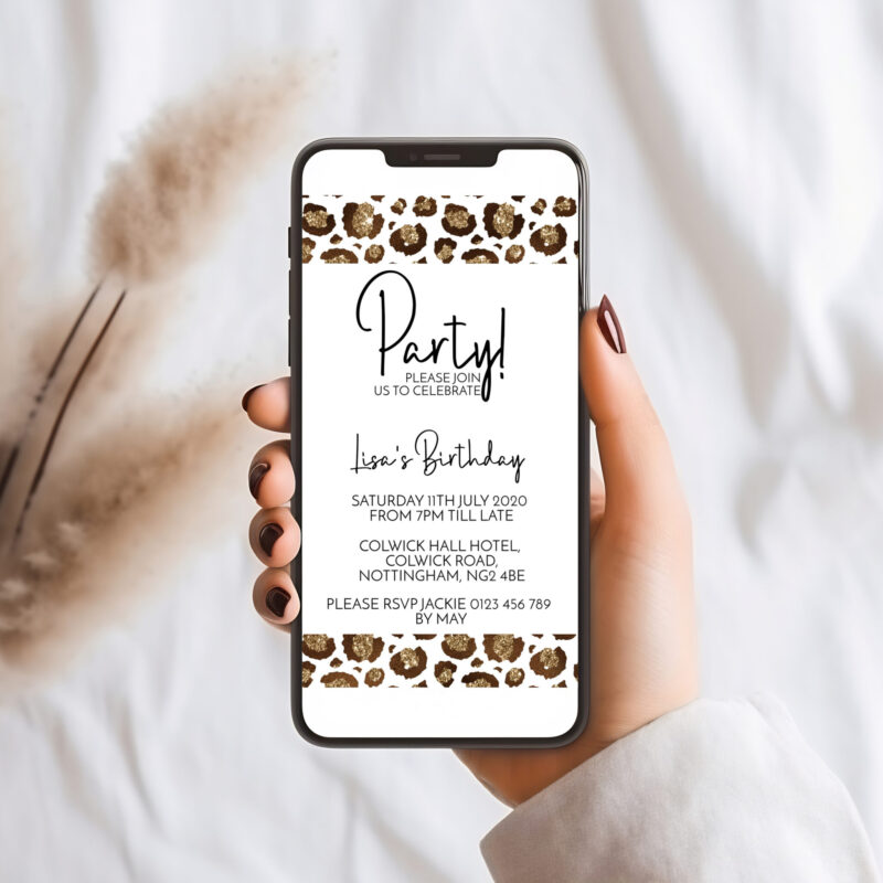 Leopard Print Mobile Birthday Invitation – Editable Template Mobile Invitations