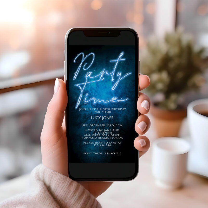 Neon 18th Birthday Invitation – Editable Mobile Design Mobile Invitations
