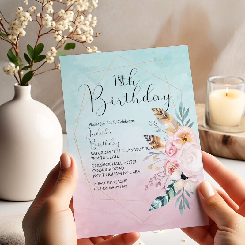 Floral 18th Birthday Invitation – Editable Template Birthday Invitations Floral 18th Birthday Invitation – Editable Template Birthday Invitations