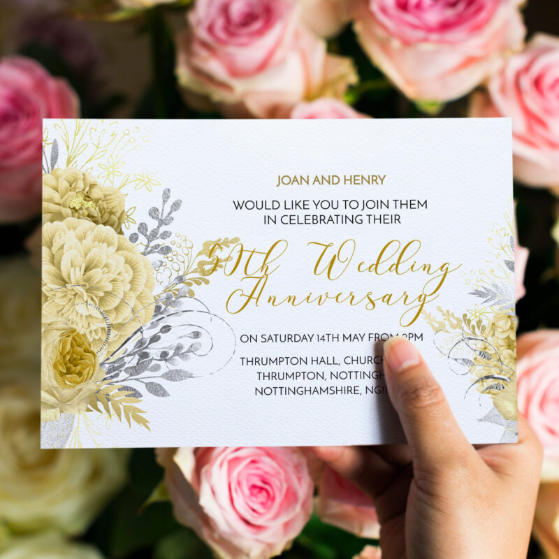 Golden 50th Wedding Anniversary Invitation – Editable Template Anniversary Invitations