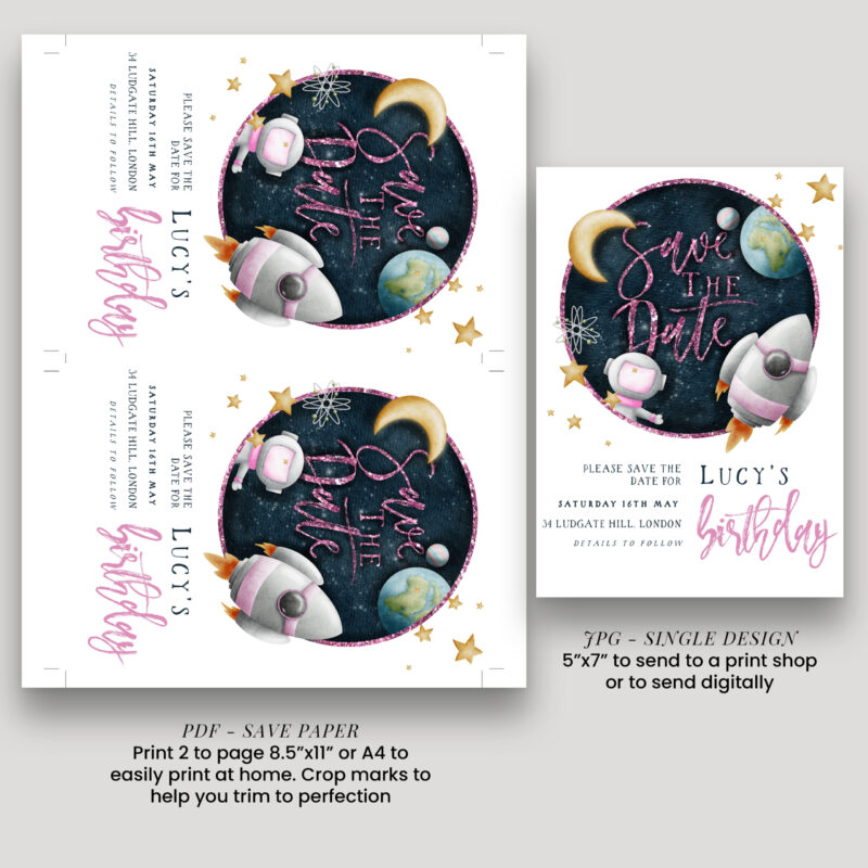 save the date Space Birthday 4