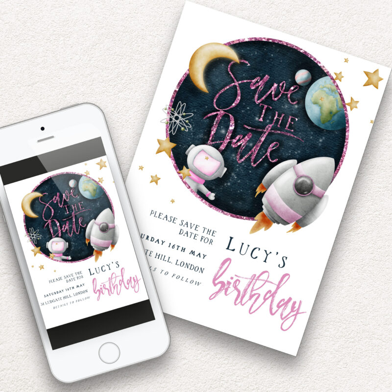 save the date Space Birthday 5