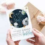 save the date blue space birthday invite 2