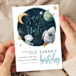 save the date blue space birthday invite 3