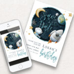 save the date blue space birthday invite 5