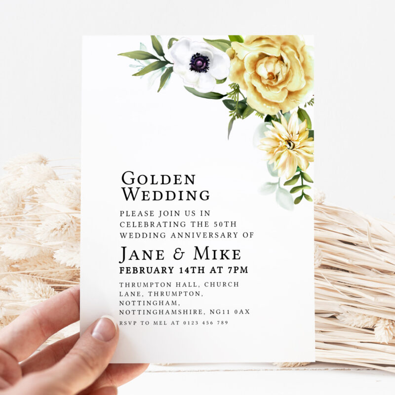 Golden Wedding Anniversary Invitation – Editable & Printable Anniversary Invitations