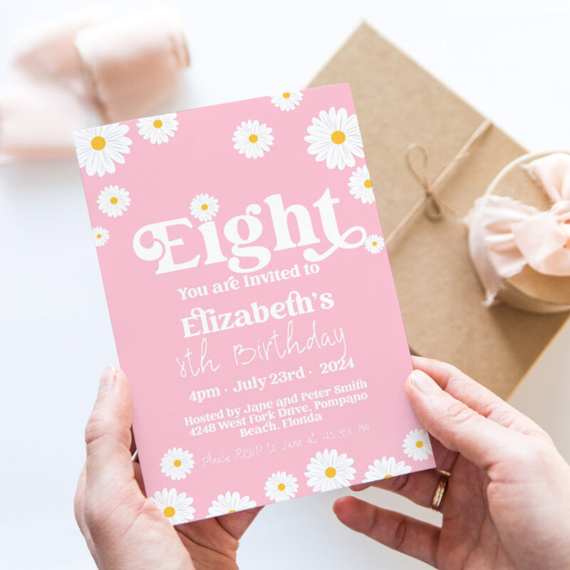 Daisy 8th Birthday Invitation – Editable Template Children's Birthday Invitations Daisy 8th Birthday Invitation – Editable Template Children's Birthday Invitations