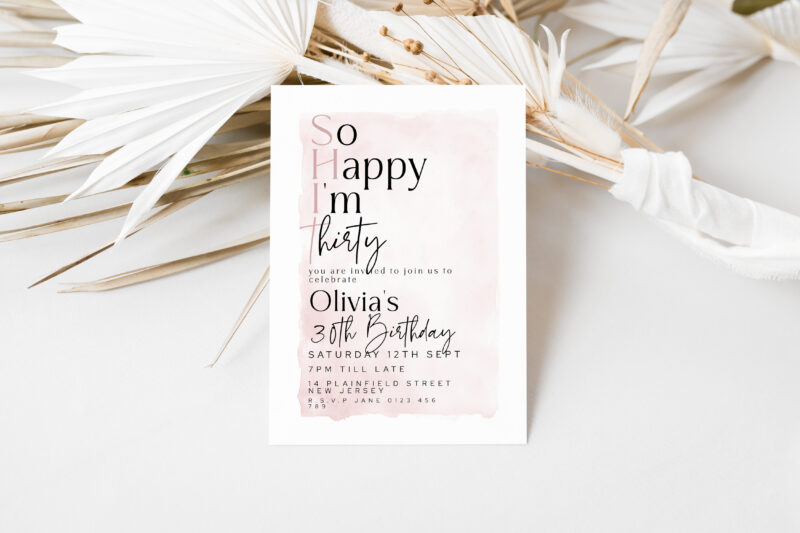 So Happy I’m Thirty Invitation – Editable 30th Birthday Template Birthday Invitations