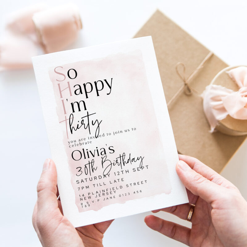 So Happy I’m Thirty Invitation – Editable 30th Birthday Template Birthday Invitations
