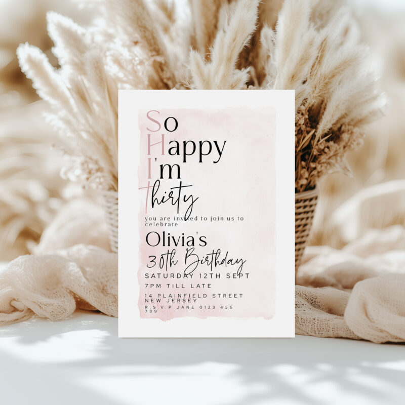 So Happy I’m Thirty Invitation – Editable 30th Birthday Template Birthday Invitations