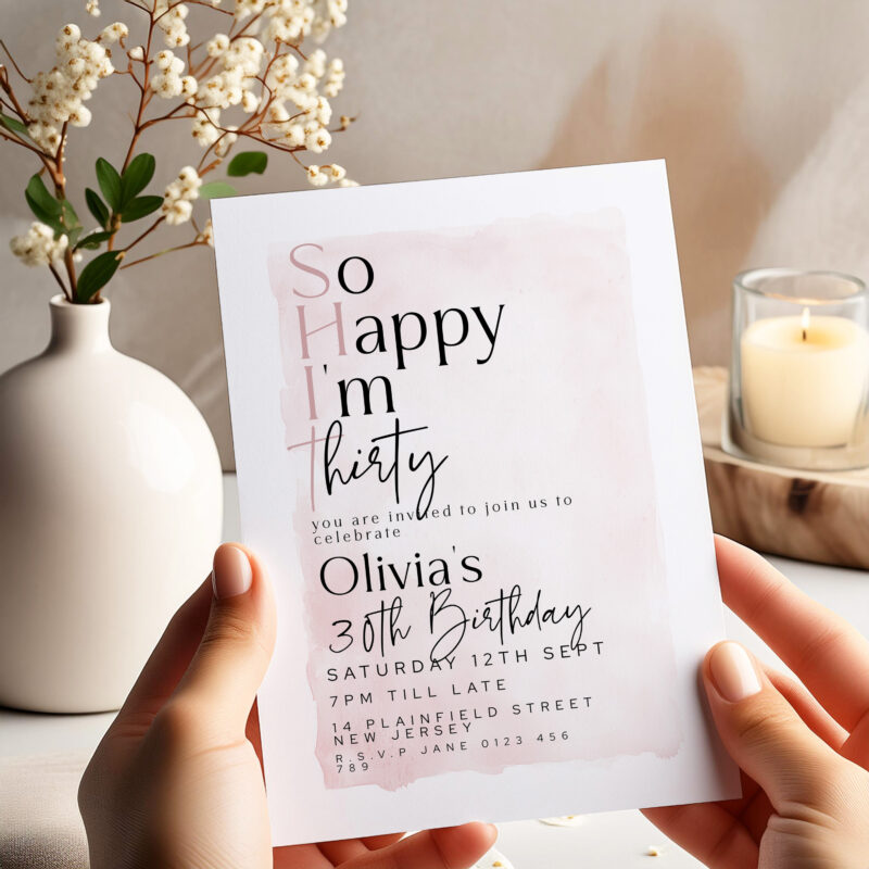 So Happy I’m Thirty Invitation – Editable 30th Birthday Template Birthday Invitations
